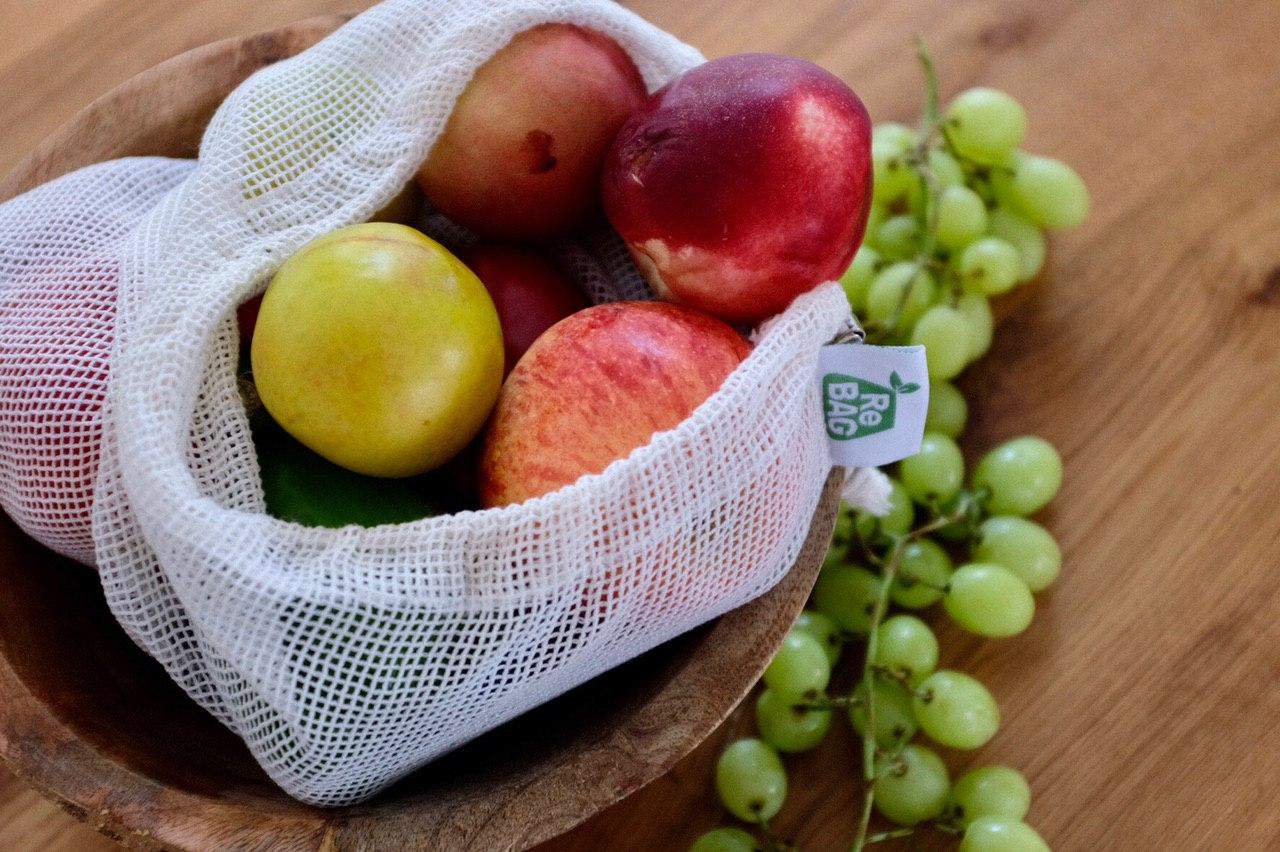 שקיות REBAG עשויות 100% כותנה אורגנית לאחסון פירות, ירקות, קטניות - ציוד יוגה  ופילאטיס